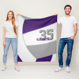 paarse grijze volleybal team kleuren kamer decor fleece deken