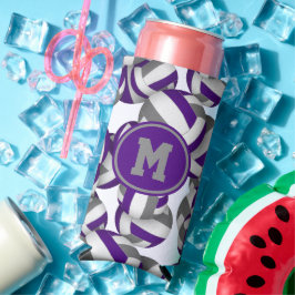 Paarse grijze volleyballen patroon monogram seltzer blikjeskoeler