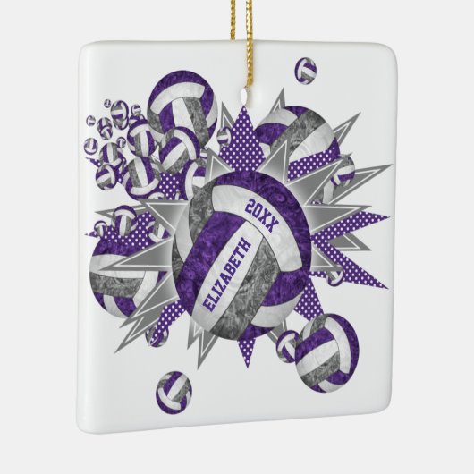 paarse grijze volleybalsport keramisch ornament (Rechts)