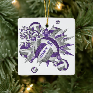 paarse grijze volleybalsport keramisch ornament
