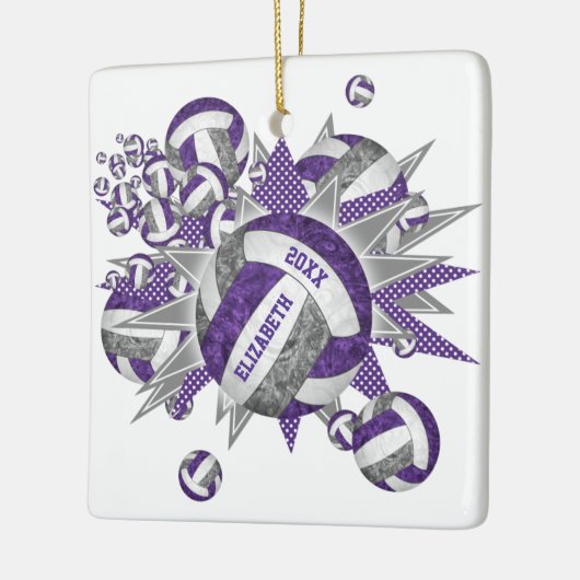 paarse grijze volleybalsport keramisch ornament (Links)