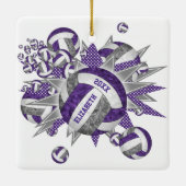 paarse grijze volleybalsport keramisch ornament (Achterkant)