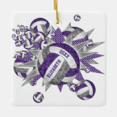 paarse grijze volleybalsport keramisch ornament (Voorkant)