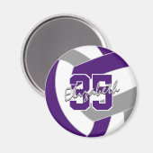 paarse grijze volleybalteam kleuren cadeaus magneet (Voorkant / Achterkant)