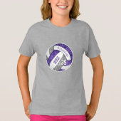 paarse grijze volleybalteamkleuren t-shirt (Voorkant)