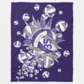 paarse grijze volleybalzaal voor meisjes fleece deken (Voorkant)