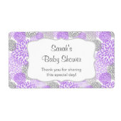 Paarse Grijze Waterfles gunst - pas het aan! Etiket (Voorkant)