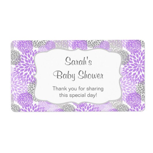 Paarse Grijze Waterfles gunst - pas het aan! Etiket (Voorkant)