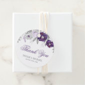 Paarse grijze Waterverf bloemen bruiloft Bedankt Bedankjes Labels (In situ)