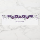 Paarse grijze Waterverf bloemen bruiloft Waterfles Etiket (Enkel label)
