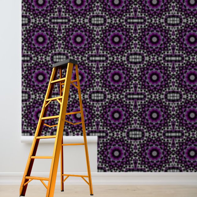 Paarse Grijze Weave Pattern Peel Stick Behang (Purple Gray Weave Pattern Peel Stick Wallpaper)