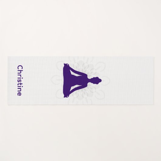 Paarse-Grijze Yoga Pose en Aangepaste Naam Yogamat (Voorkant (horizontaal))
