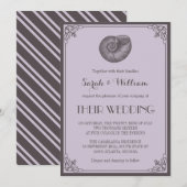 Paarse Grijze Zeeschelp Zeevaart Huwelijksuitnodig Kaart (Voorkant / Achterkant)