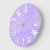 Paarse grijze zilver Glitter Metal Roman Nummers Grote Klok (Hoek)