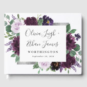 Paarse grijze zilver Waterverf Peony Fall Wedding Gastenboek (Voorkant)