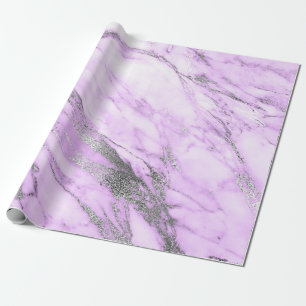 Paarse grijze zilver witte marmer cadeaupapier