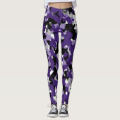 Paarse grijze zwarte Camouflage Camouo Print Leggings (Voorkant)