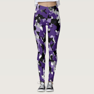 Paarse grijze zwarte Camouflage Camouo Print Leggings