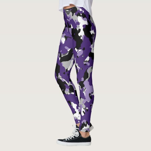 Paarse grijze zwarte Camouflage Camouo Print Leggings (Links)