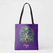 Paarse grillige Glas in lood paashaas Tote Bag (Voorkant)