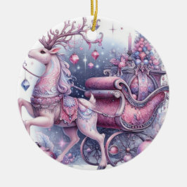 Paarse grillige kerstrendieren keramisch ornament
