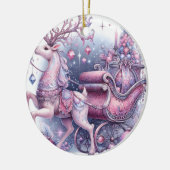 Paarse grillige kerstrendieren keramisch ornament (Links)