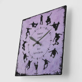 Paarse Grind Time Skater Boy Clock Vierkante Klok (Hoek)
