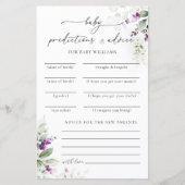 Paarse groen Baby shower voorspellingen Kaart (Voorkant)