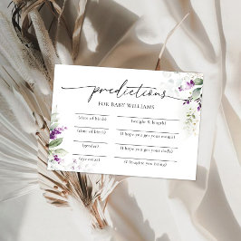 Paarse groen Baby shower voorspellingen Kaart