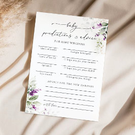 Paarse groen Baby shower voorspellingen Kaart