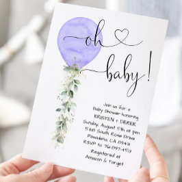 Paarse groen ballon Baby shower Kaart