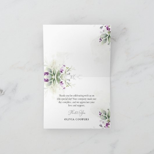 Paarse groen bedankje bedankkaart (Binnen)