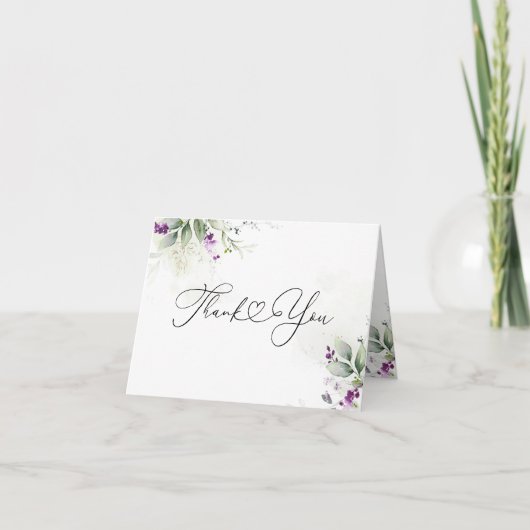 Paarse groen bedankje bedankkaart (Voorkant)