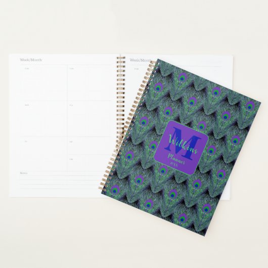 Paarse Groen Blauw Pauw Veer Art Decor Planner (Display)