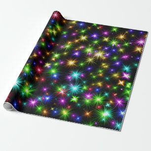 Paarse, groen, blauw, sterren Kerstmis Cadeaupapier
