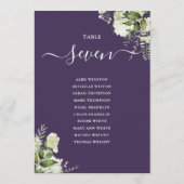 Paarse groen Bloemen Zitplattegrond Tafelnummer (Achterkant)