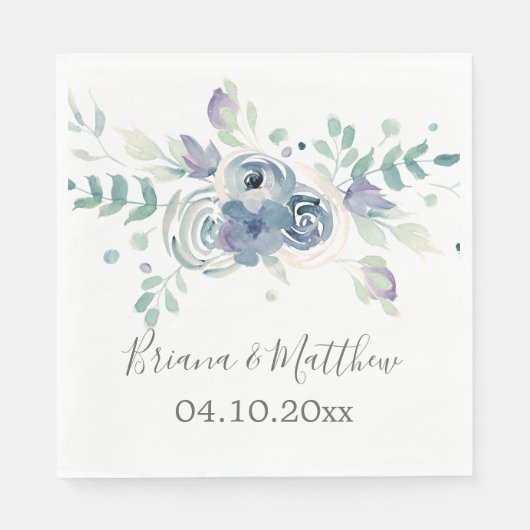 Paarse groen bloemenbruiloft servet (Voorkant)