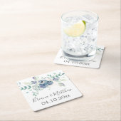 Paarse groen bloemenelegante bruiloft kartonnen onderzetters (Insitu)