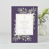 Paarse groen Christelijk begrafenismonument Bedankkaart (Staand voorkant)