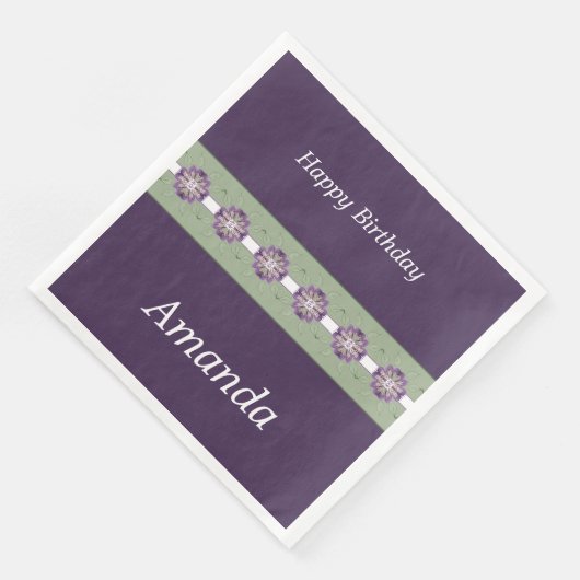 Paarse Groen en Witboek Dinerservetten Servet (Hoek)