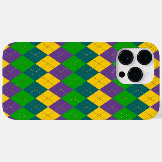 PAARSE GROEN GOLD MARDI GRAS DIAMOND PATTERNS Case-Mate iPhone CASE (Achterkant (horizontaal))
