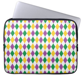 PAARSE GROEN GOLD MARDI GRAS DIAMOND PATTERNS LAPTOP SLEEVE