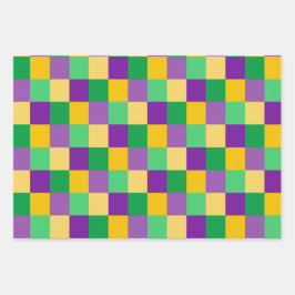 PAARSE GROEN GOLD MARDI GRAS DIAMOND STRIPES INPAKPAPIER VEL
