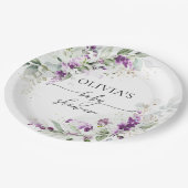Paarse groen lavendel Baby shower papier Bord (Gekanteld)