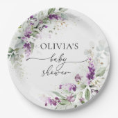 Paarse groen lavendel Baby shower papier Bord (Voorkant)