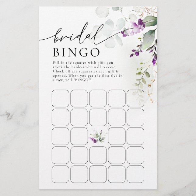 Paarse groen lavendel bruids bingo (Voorkant)