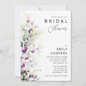 Paarse groen lavendel bruids douche uitnodiging (Voorkant)