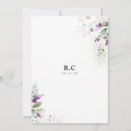 Paarse groen lavendel bruids douche uitnodiging (Achterkant)