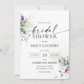 Paarse groen lavendel bruids douche uitnodiging (Voorkant)