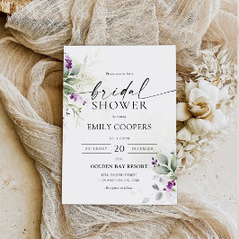 Paarse groen lavendel bruids douche uitnodiging